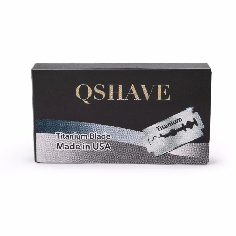 QSHAVE Titanium Double-Edge Safety Razor Blades — Made in USA, 10 Pack