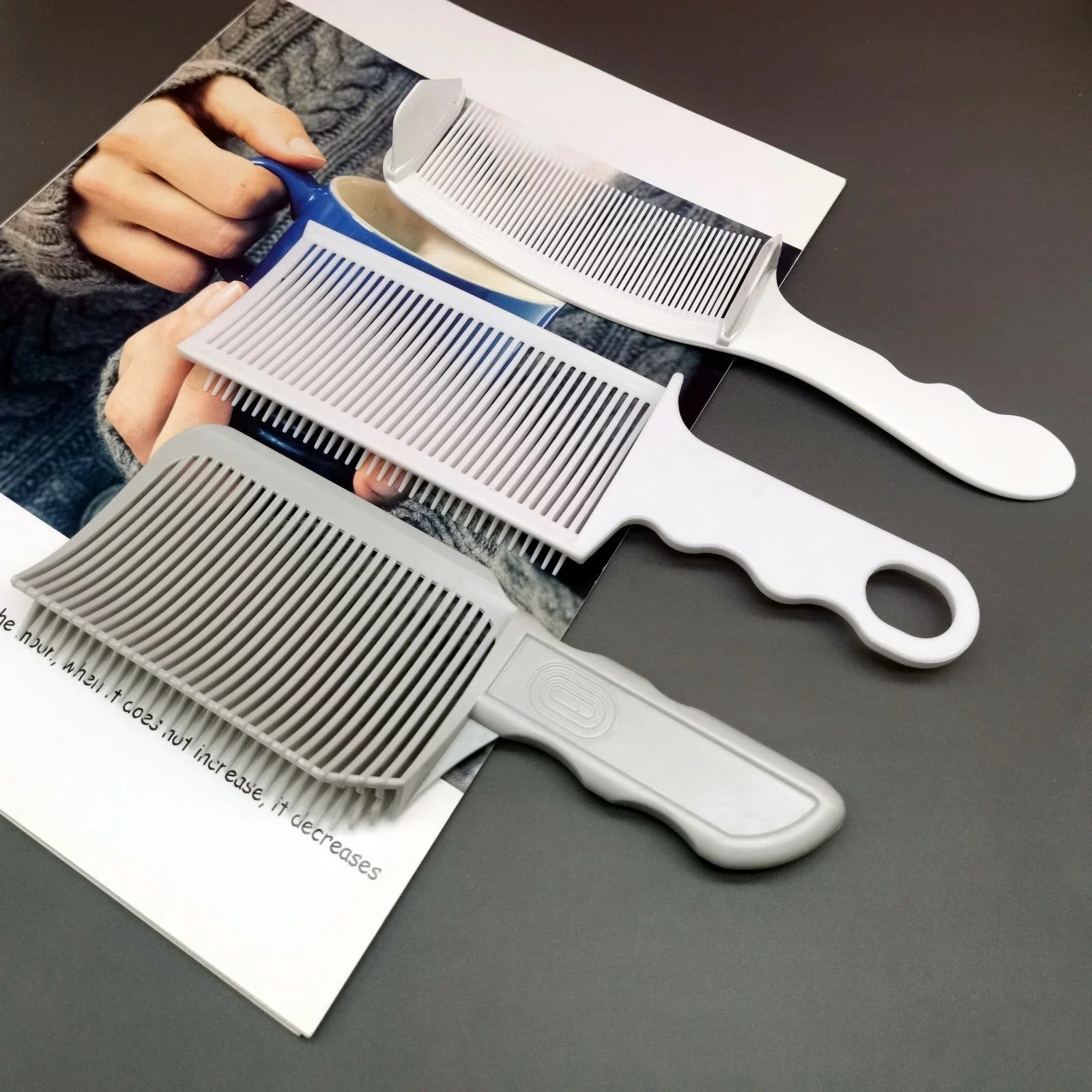 Flat Top Fade Comb & Brush Kit — Grey & White