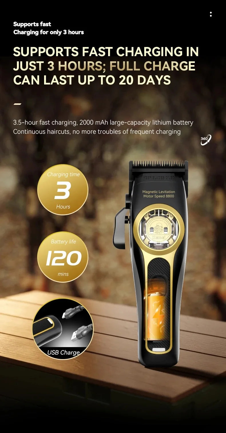 Kemei Vector Motor Cordless Barber Clipper