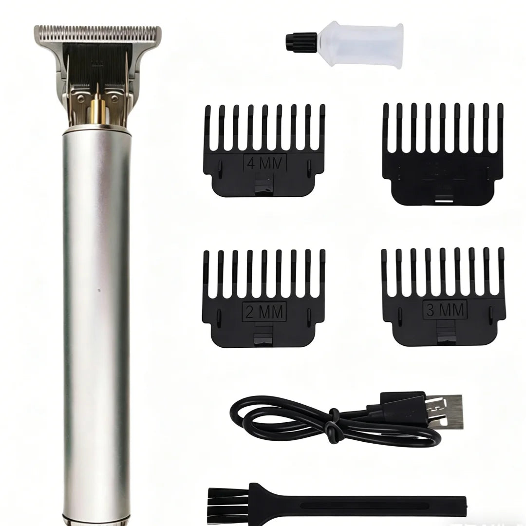 T9 Vintage Rechargeable Barber Clipper — Silver & Black