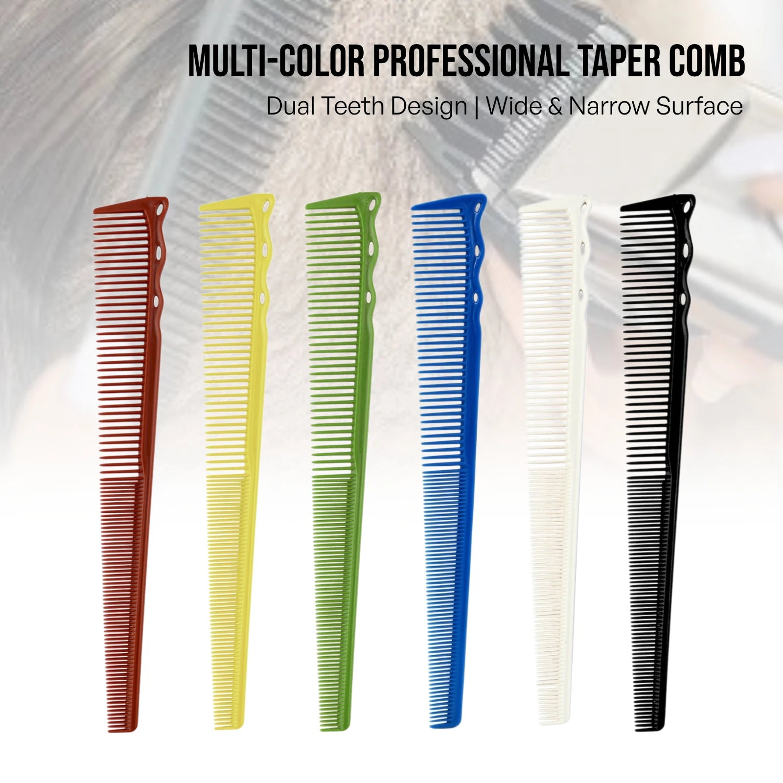 Pro Tapered Side-Corner Fade Combs — 1, 5 or 6-Piece Set