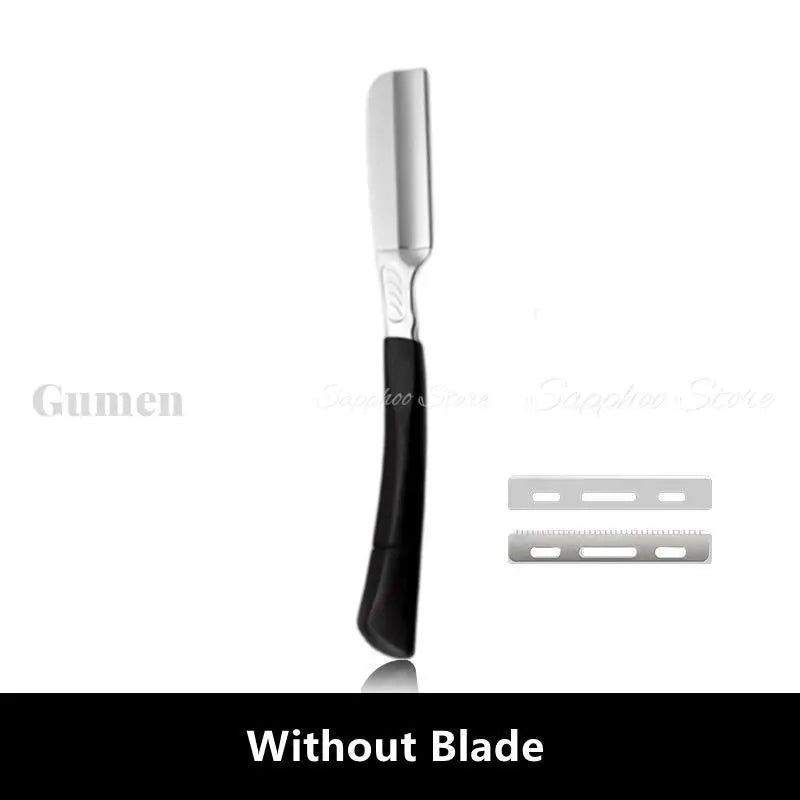 Zinc Alloy Straight Razor — Non-Folding, Silicone Handle, 14 Styles