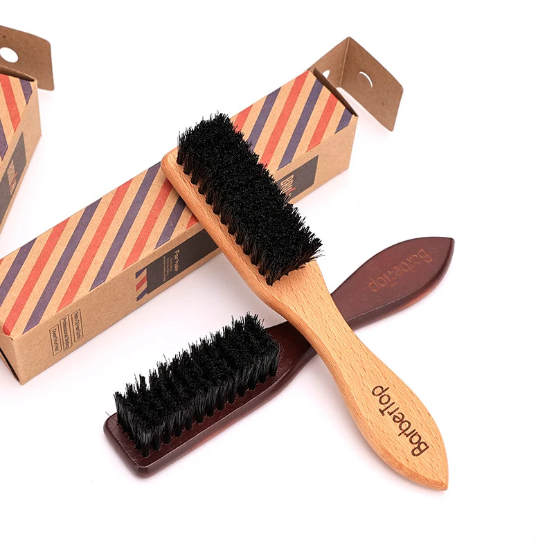 BARBERTOP Men's Boar Bristle Beard Brush — Wood Handle