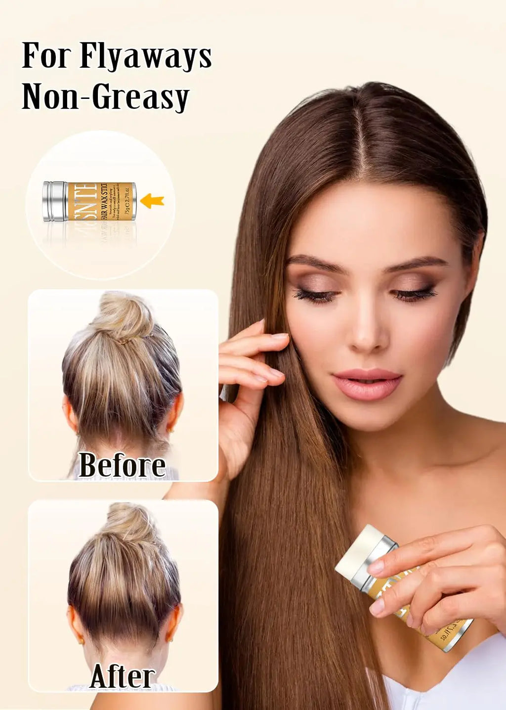 High-Shine Wax Sticks with 3 Combs Set — Anti-Frizz Pomade