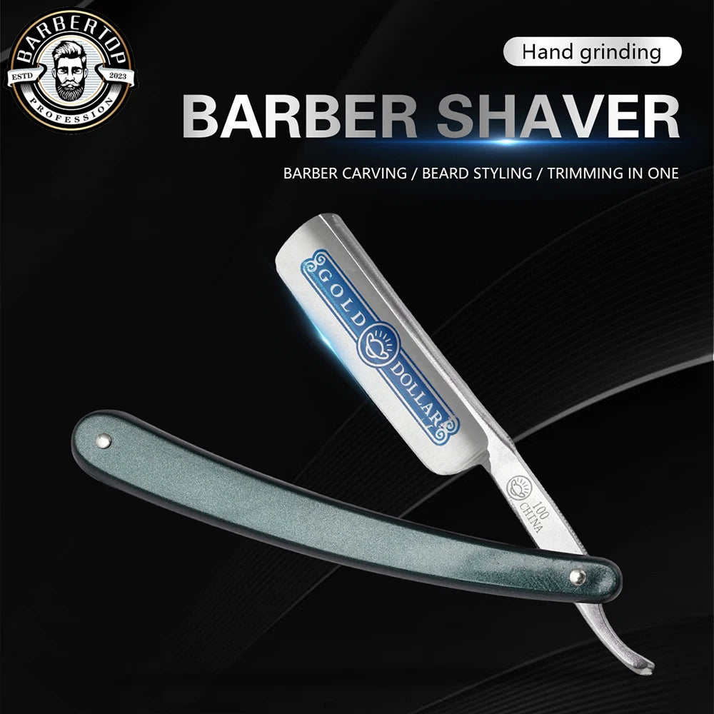 BARBERTOP Professional Straight Razor — Iron Frame, Replaceable Blade