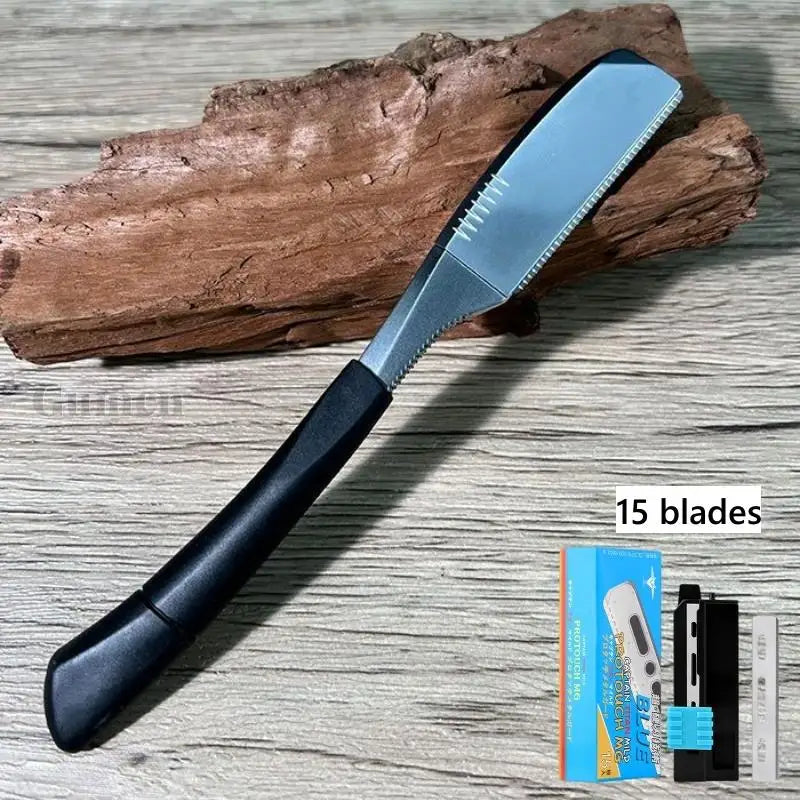 Zinc Alloy Straight Razor — Non-Folding, Silicone Handle, 14 Styles