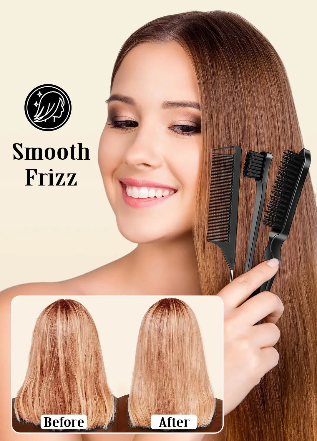 High-Shine Wax Sticks with 3 Combs Set — Anti-Frizz Pomade