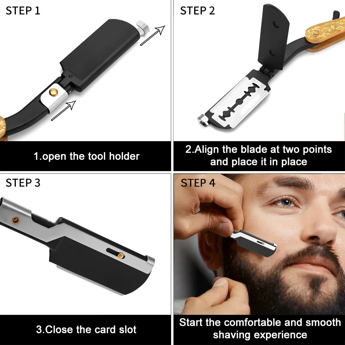 Foldable Straight Razor — Barber Shaving & Contouring