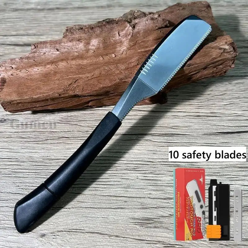 Zinc Alloy Straight Razor — Non-Folding, Silicone Handle, 14 Styles