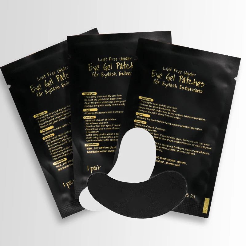 Black Under-Eye Patches for Lash Extensions — 50 Pairs