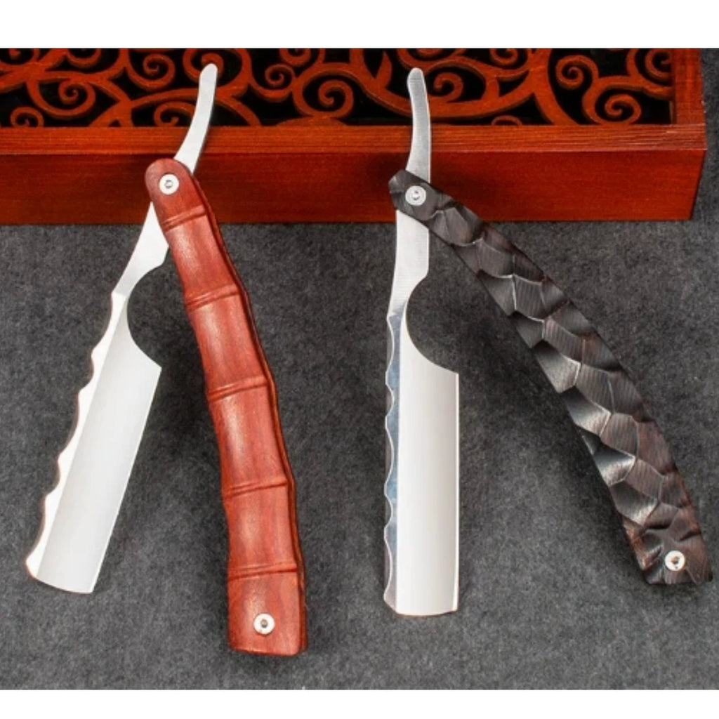 Wood Handle Straight Razor — Premium Barbershop Shaver