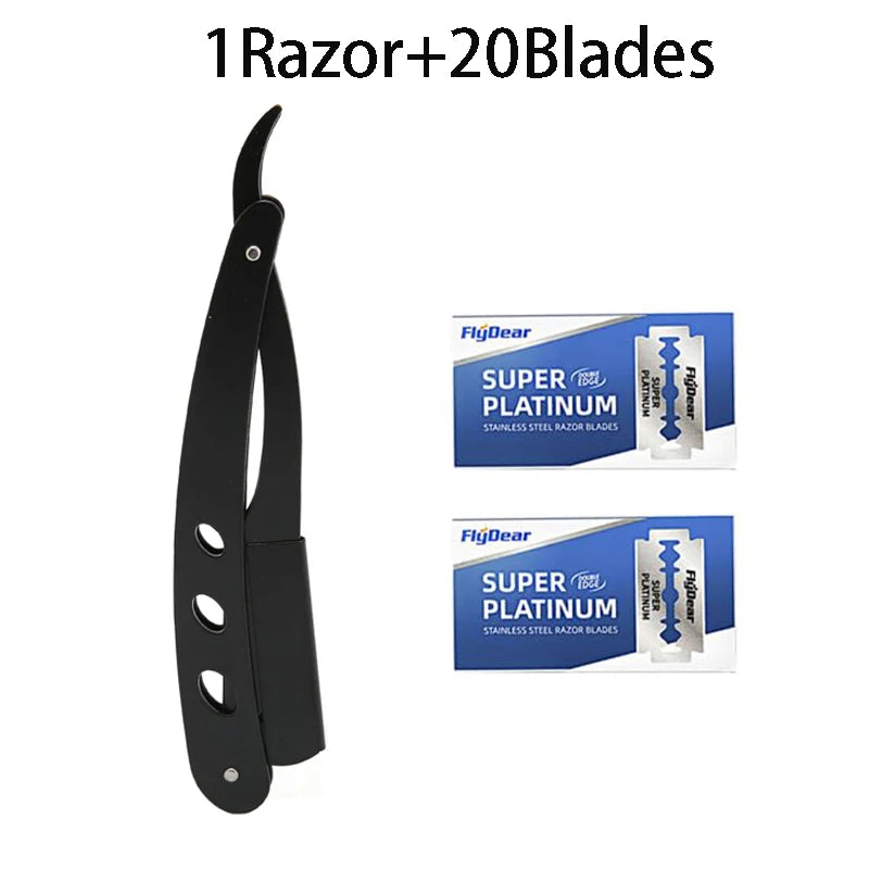 Straight Razor Handle + Blade Bundle — 10, 20 or 40 Blades