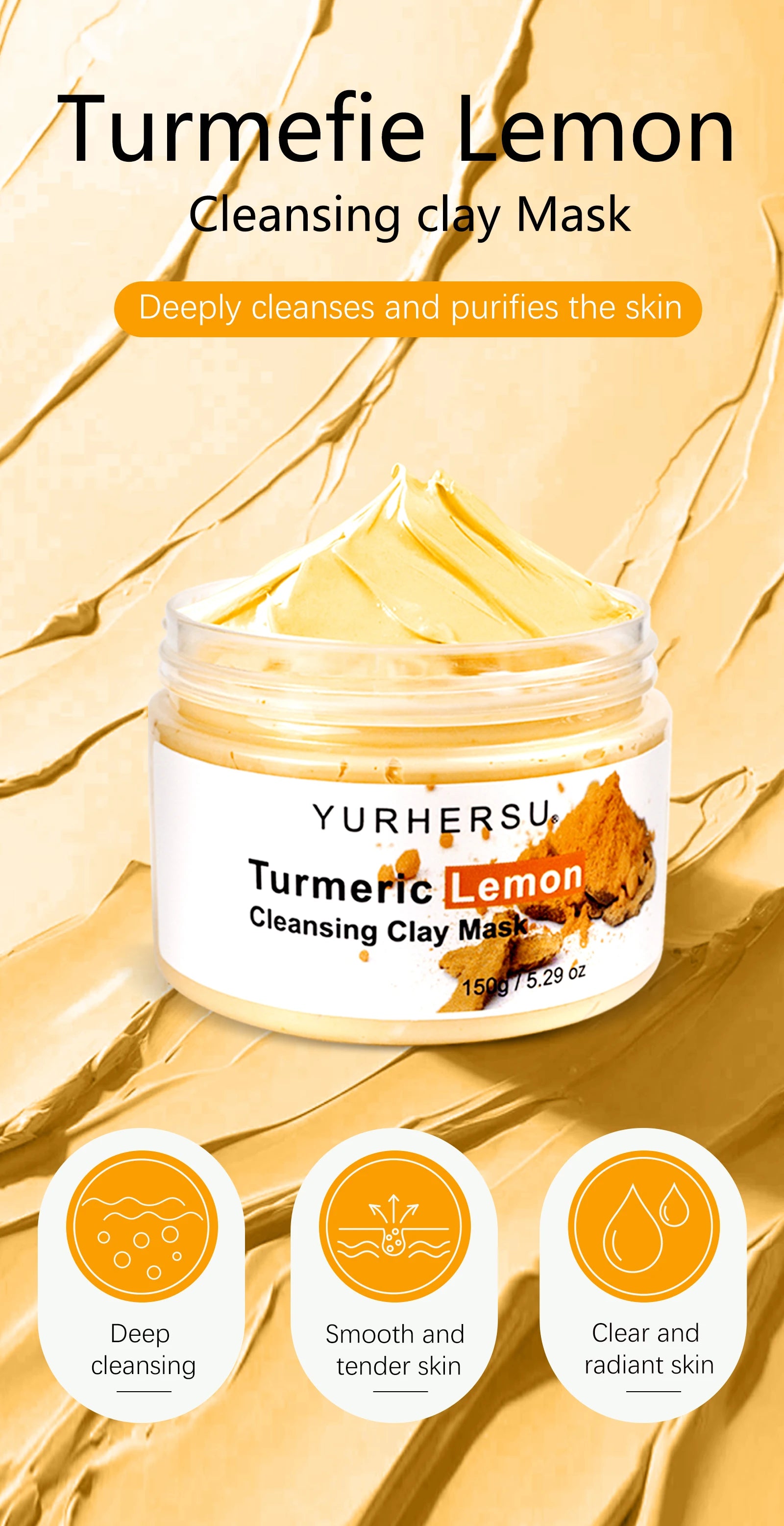 Turmeric & Lemon Clay Mask — Brightening & Deep Cleansing