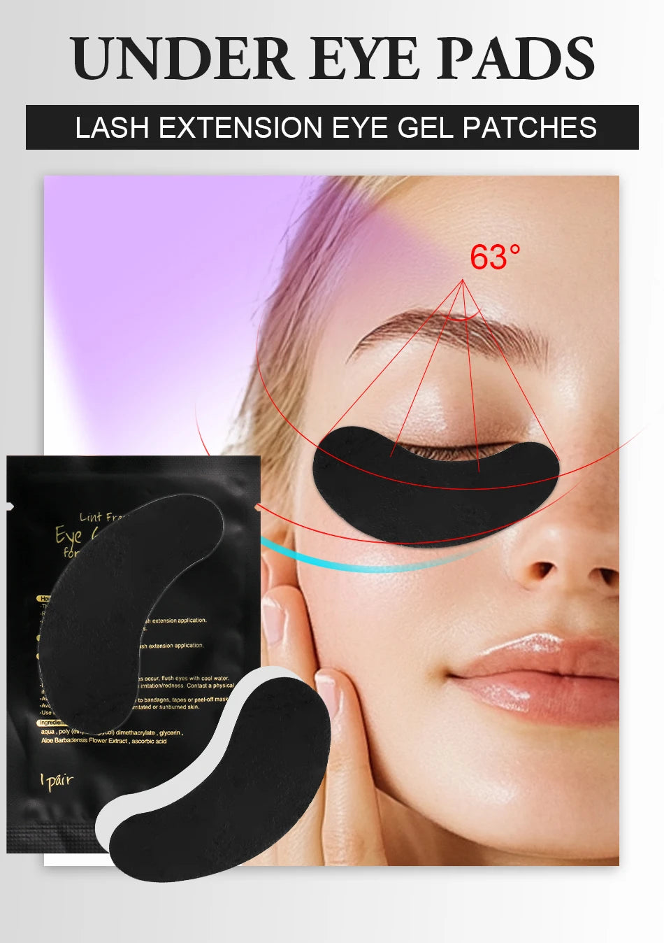 Black Under-Eye Patches for Lash Extensions — 50 Pairs