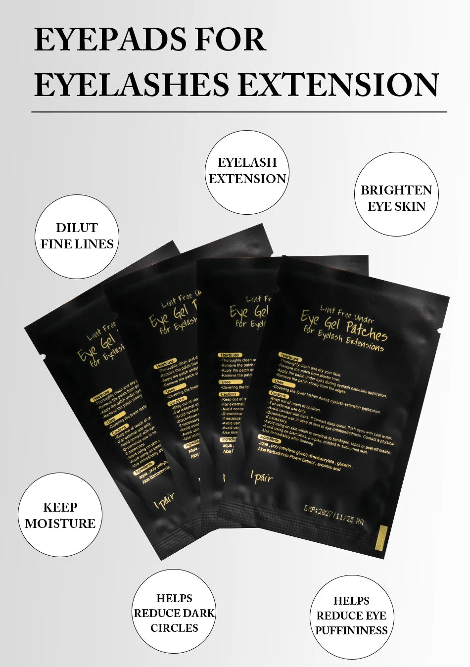 Black Under-Eye Patches for Lash Extensions — 50 Pairs