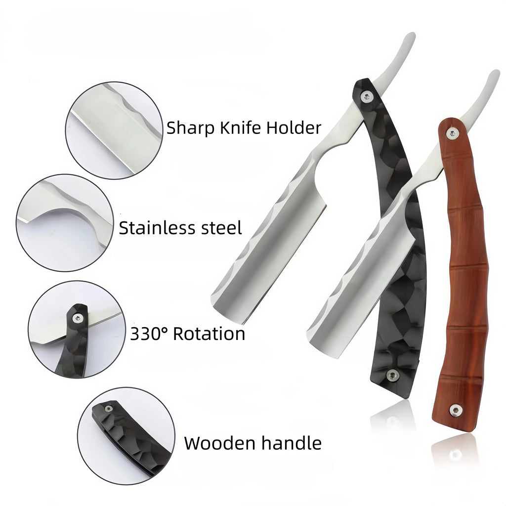 Wood Handle Straight Razor — Premium Barbershop Shaver