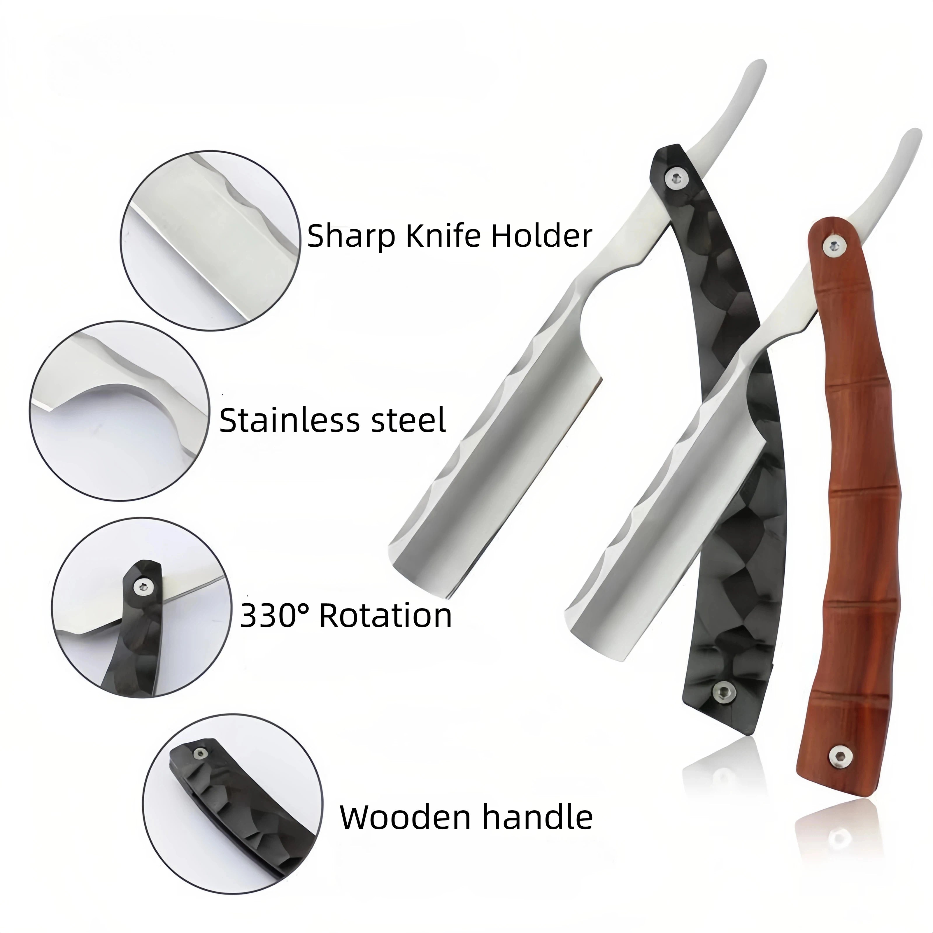 Wood Handle Straight Razor — Premium Barbershop Shaver