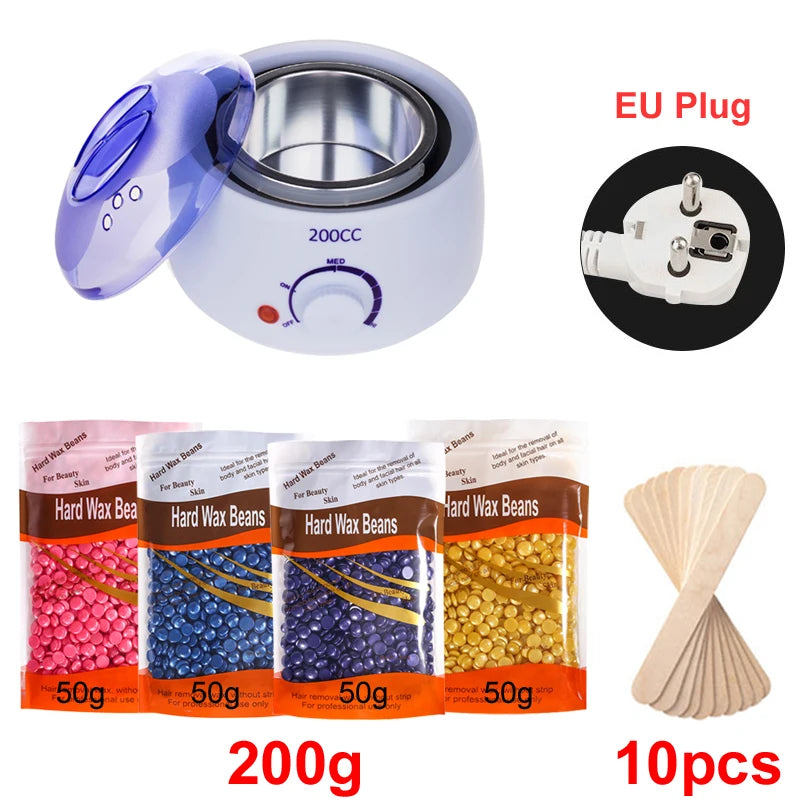 200ml Wax Heater Machine — EU & US Plug, Wax Beans Kit