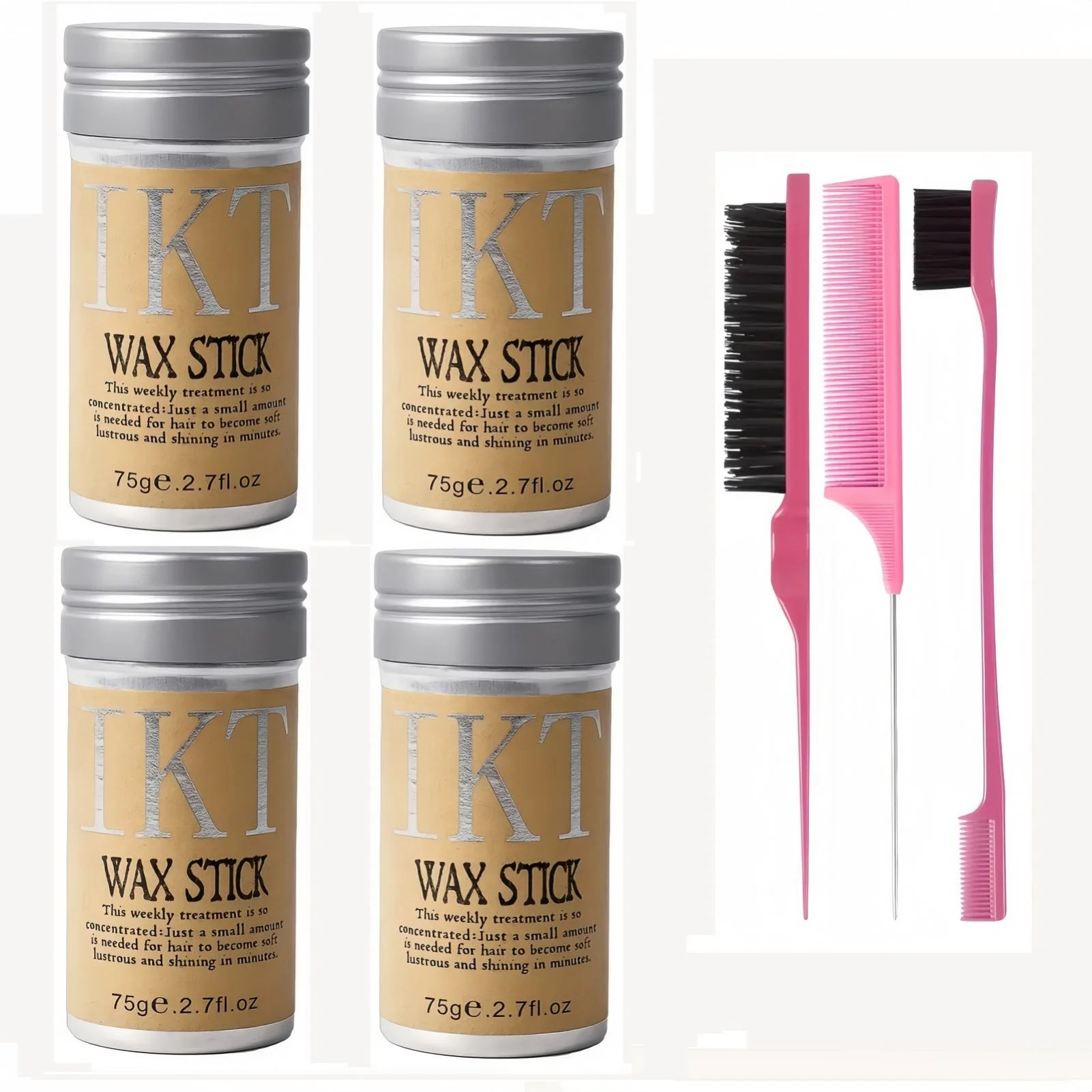 Hair Wax Stick for Kids & Women — With Slick Back Brushes