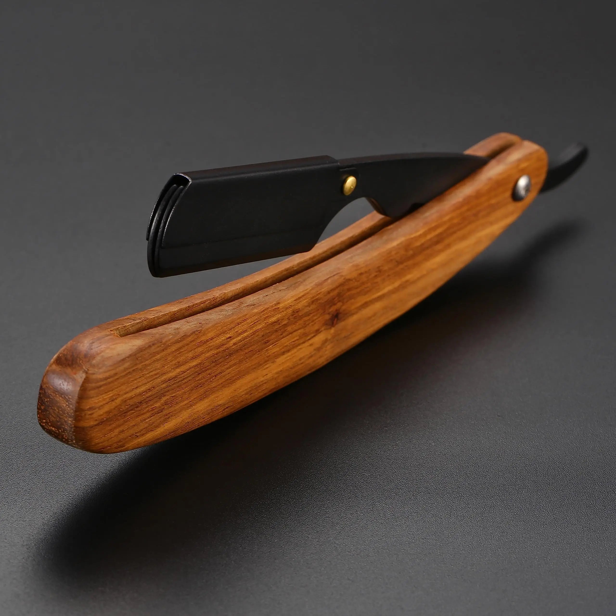 Single Blade Straight Razor — Natural Wood Handle, No Blade Included