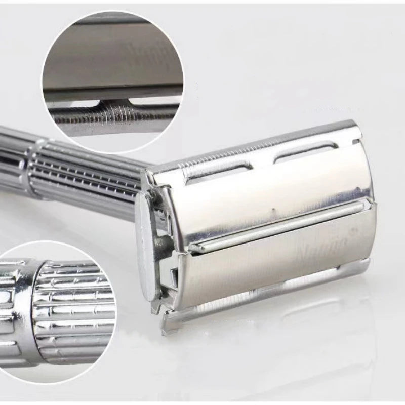 WANGDA Professional Straight Razor — Silver with 10 Blades