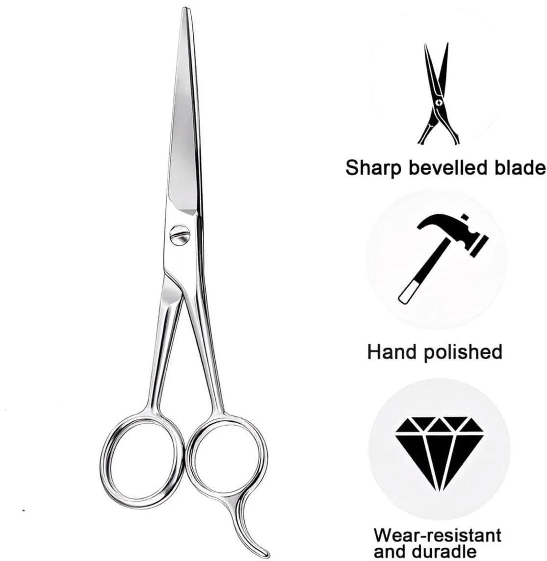 Stainless Steel Barber Scissors — 5.5", 6" & 7"