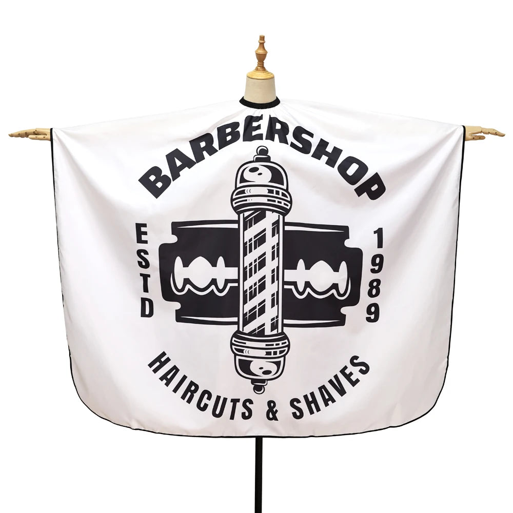 Retro Pattern Barber Cape — Waterproof, Snap Closure, 8 Styles