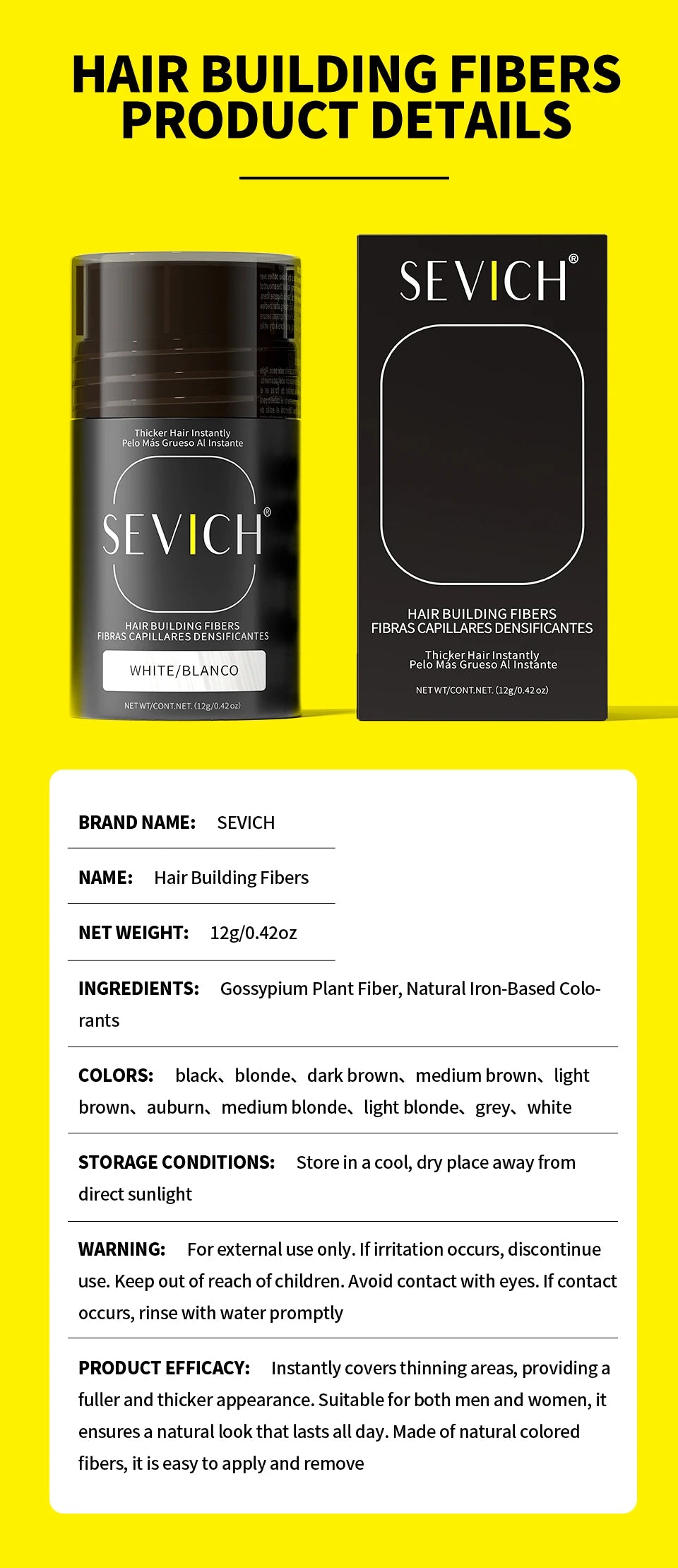 Hair Fiber & Regrowth Powder — Keratin Density Builder, Multiple Shades
