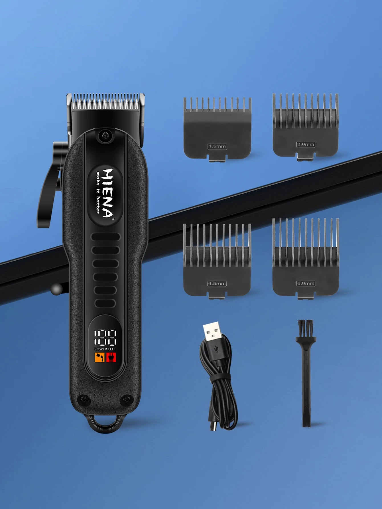 HIENA Professional LED Display Barber Clipper