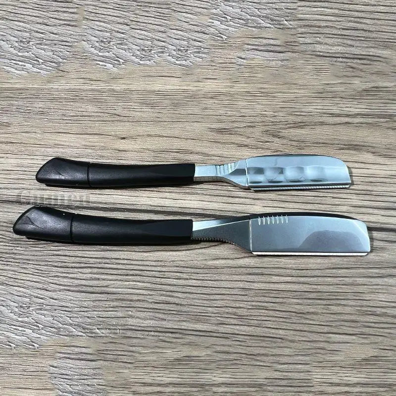 Zinc Alloy Straight Razor — Non-Folding, Silicone Handle, 14 Styles
