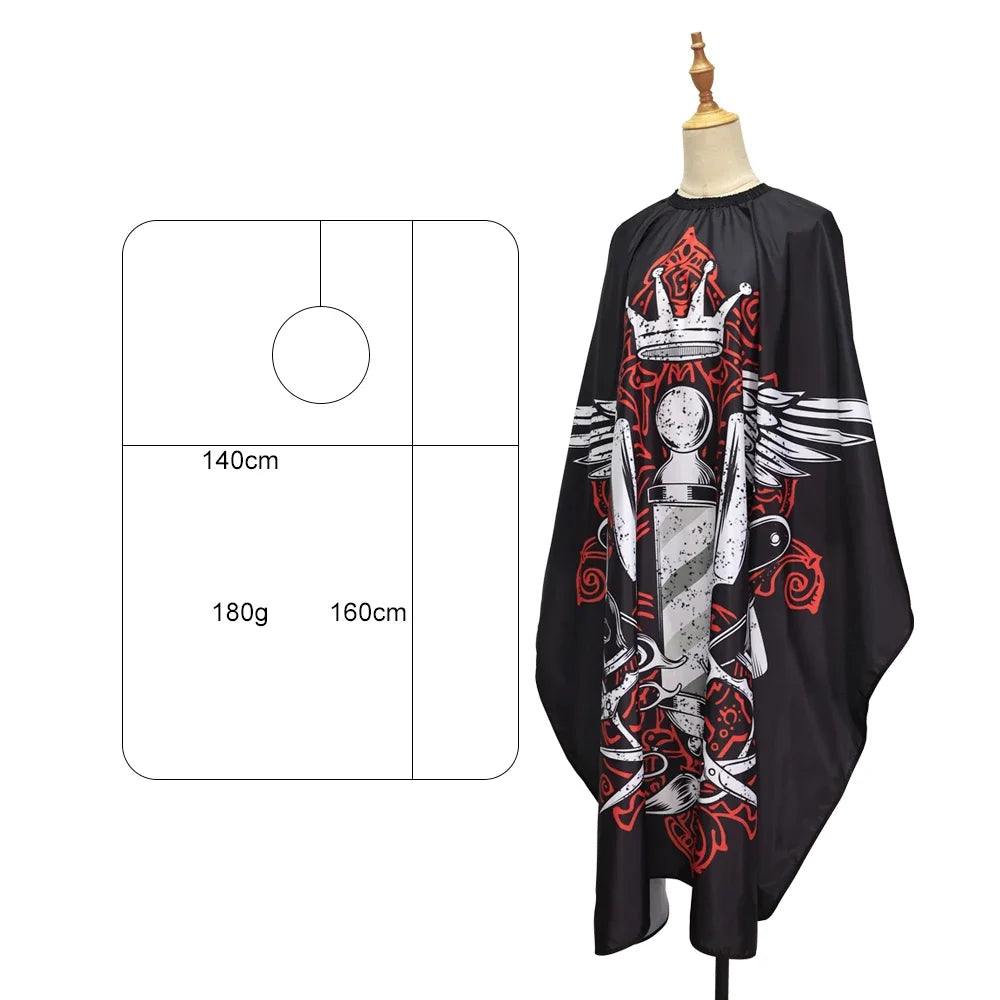 Professional Barber Hair Apron — Anti-Static, Black Patterned