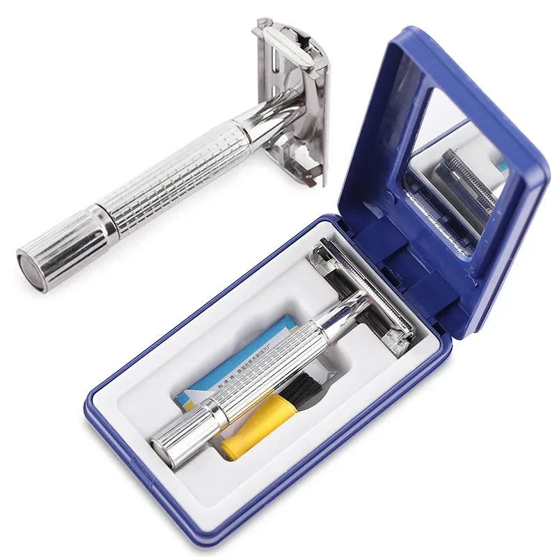 WANGDA Professional Straight Razor — Silver with 10 Blades