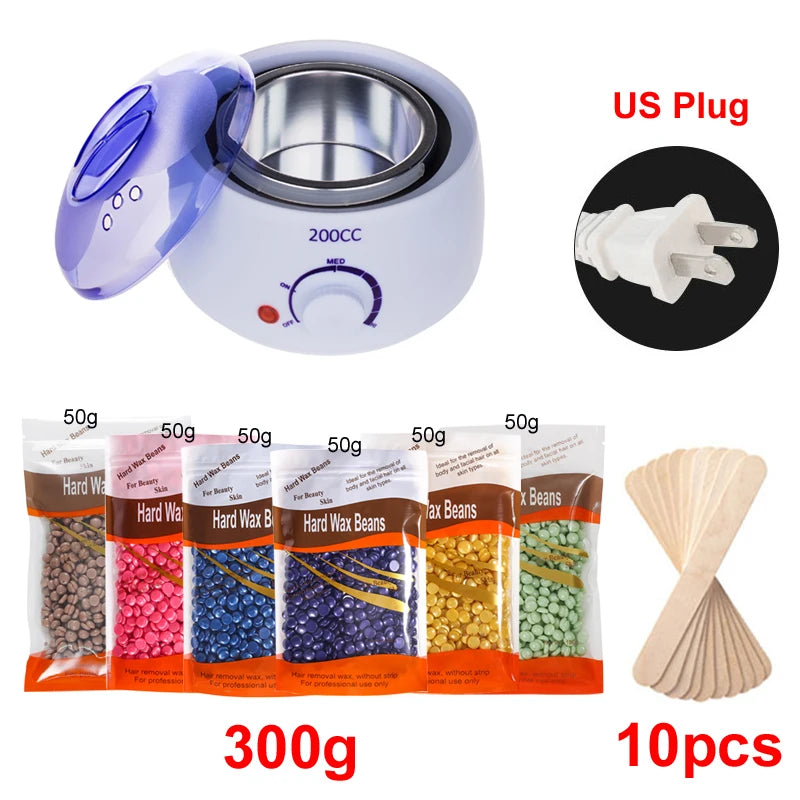200ml Wax Heater Machine — EU & US Plug, Wax Beans Kit