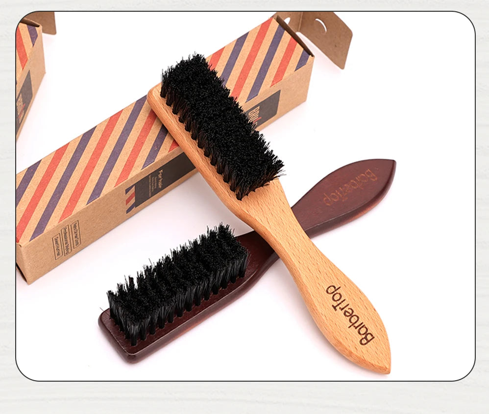BARBERTOP Men's Boar Bristle Beard Brush — Wood Handle