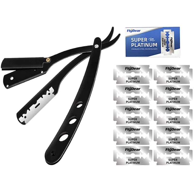 Straight Razor Handle + Blade Bundle — 10, 20 or 40 Blades