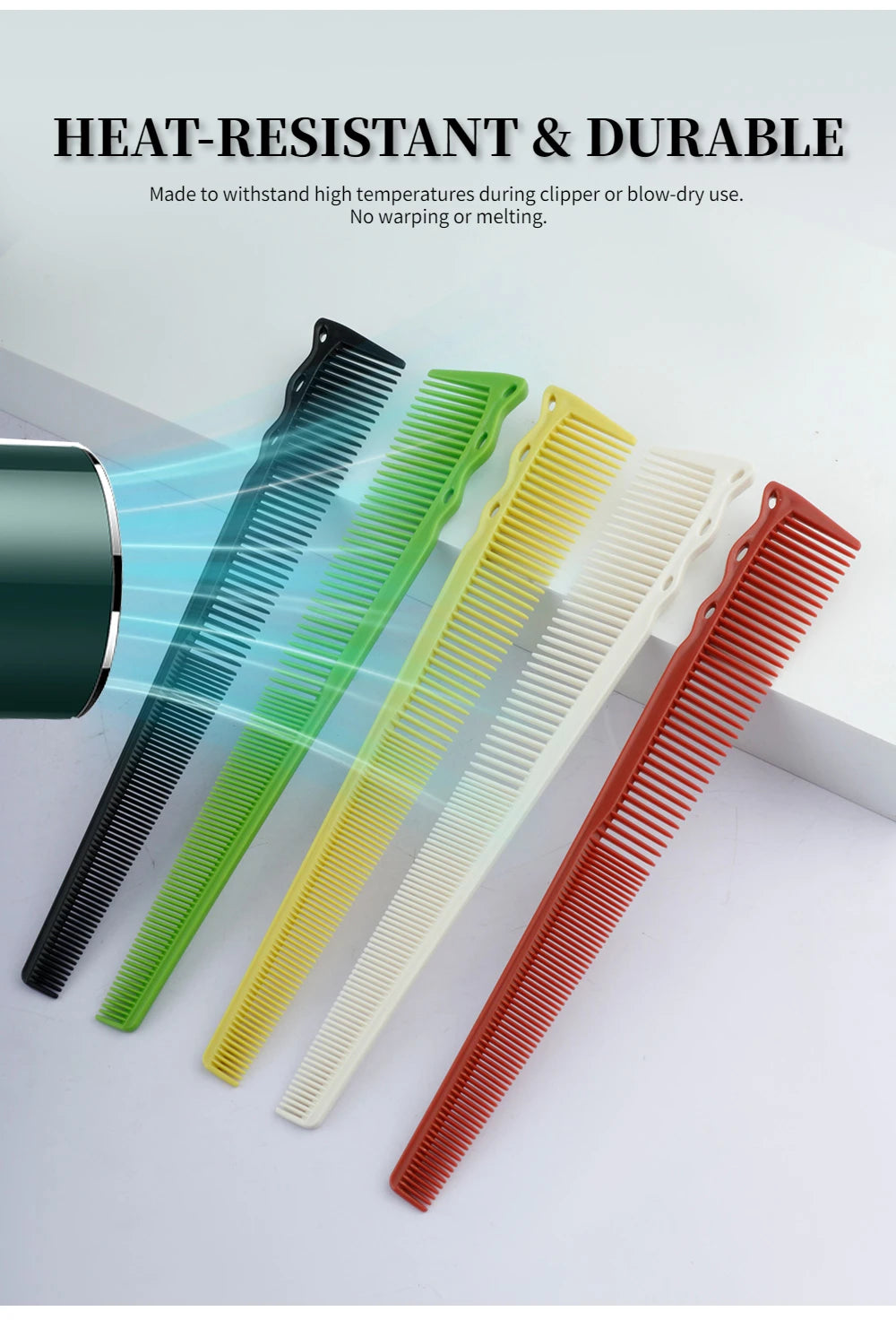 Pro Tapered Side-Corner Fade Combs — 1, 5 or 6-Piece Set