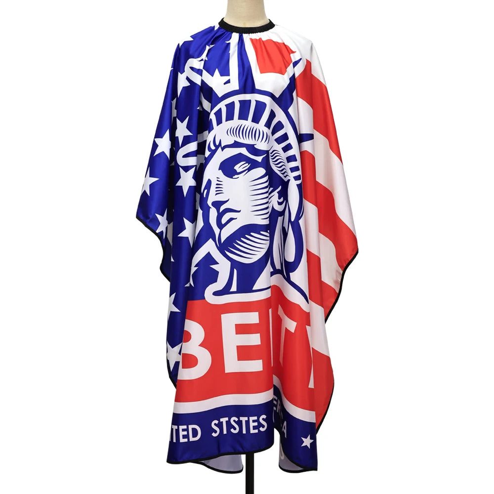 Retro Pattern Barber Cape — Waterproof, Snap Closure, 8 Styles