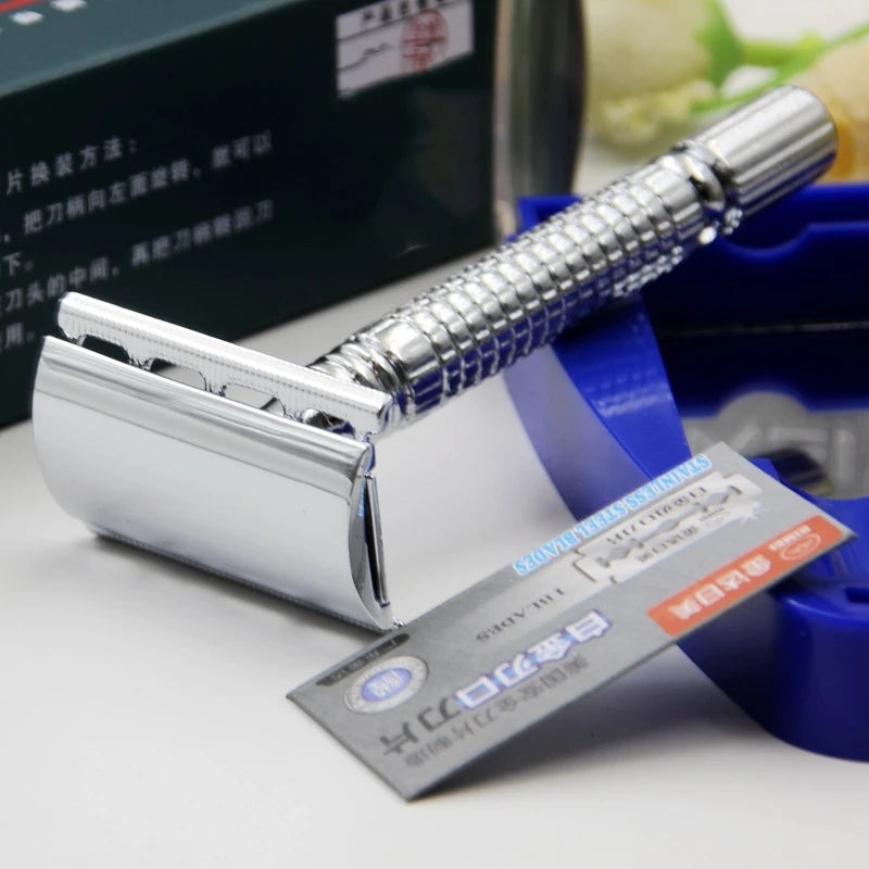 WANGDA Professional Straight Razor — Silver with 10 Blades