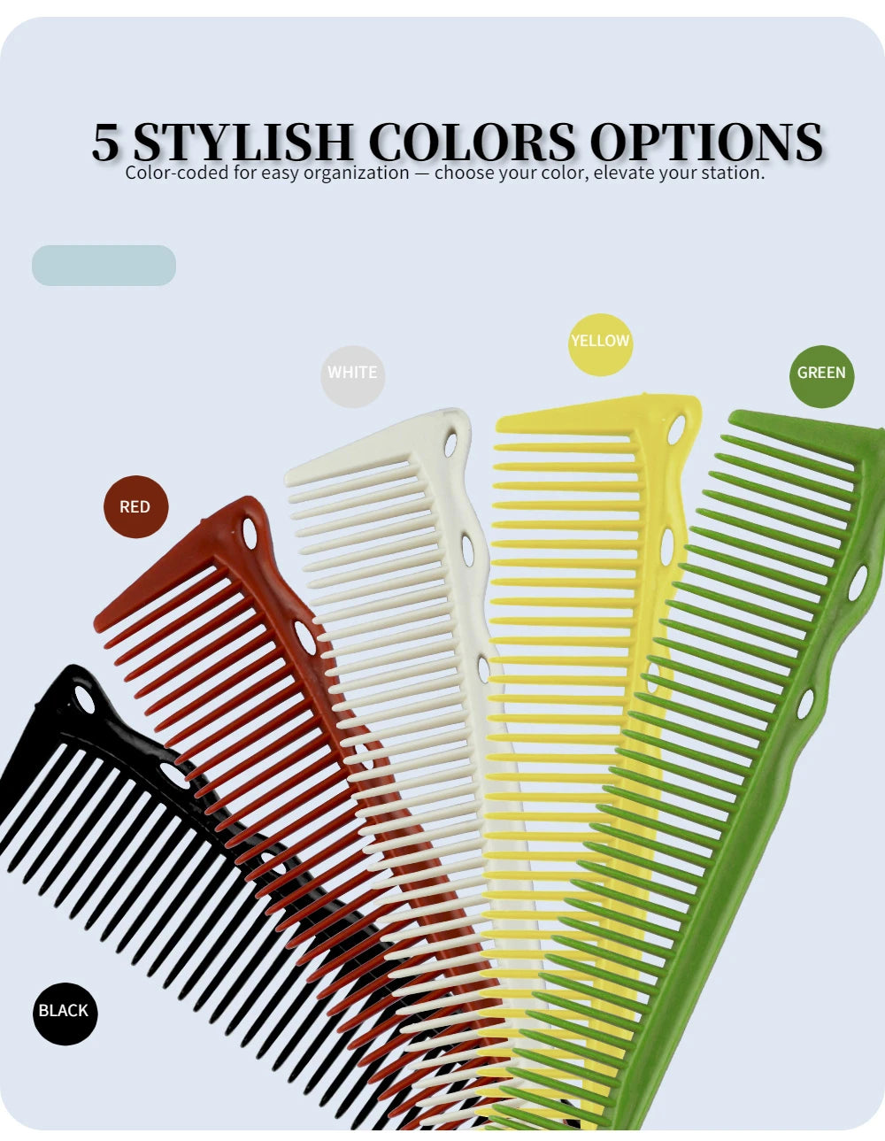 Pro Tapered Side-Corner Fade Combs — 1, 5 or 6-Piece Set