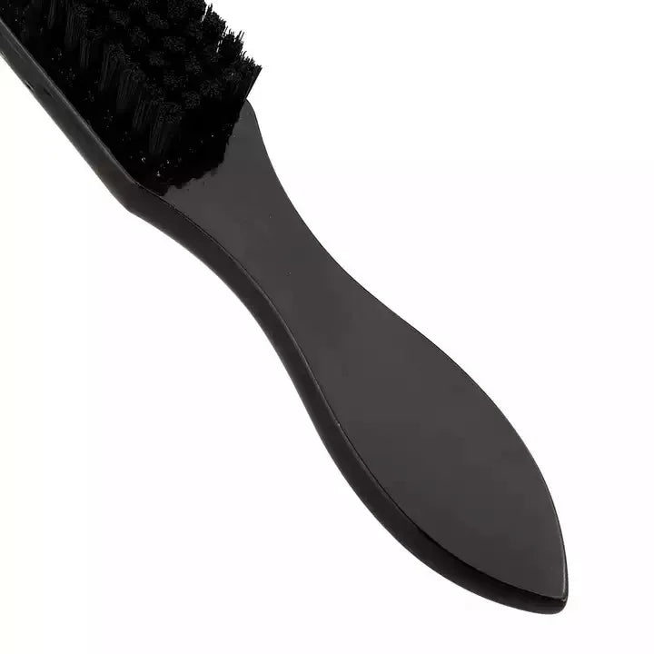 Premium Soft-Bristle Barber Fade Brush — Black & White