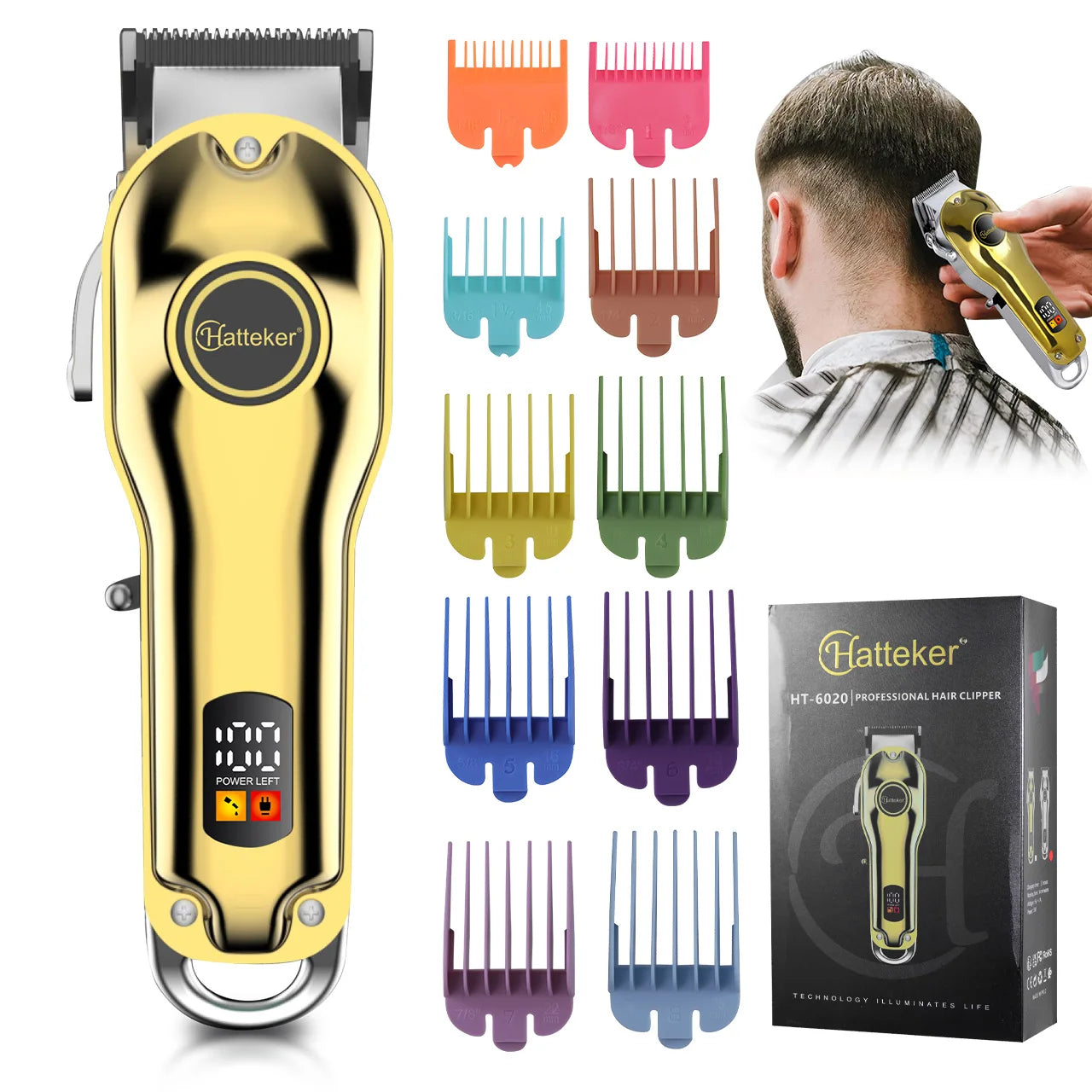 HATTEKER Professional Cordless Barber Clipper