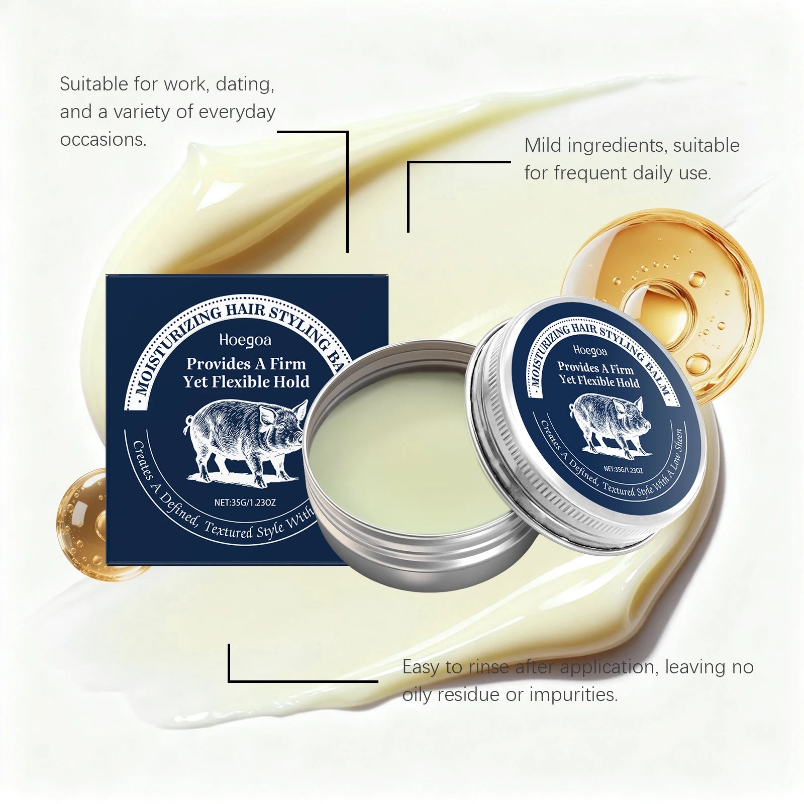 Jaysuing Beeswax Hair Pomade — Low Shine, Strong Hold