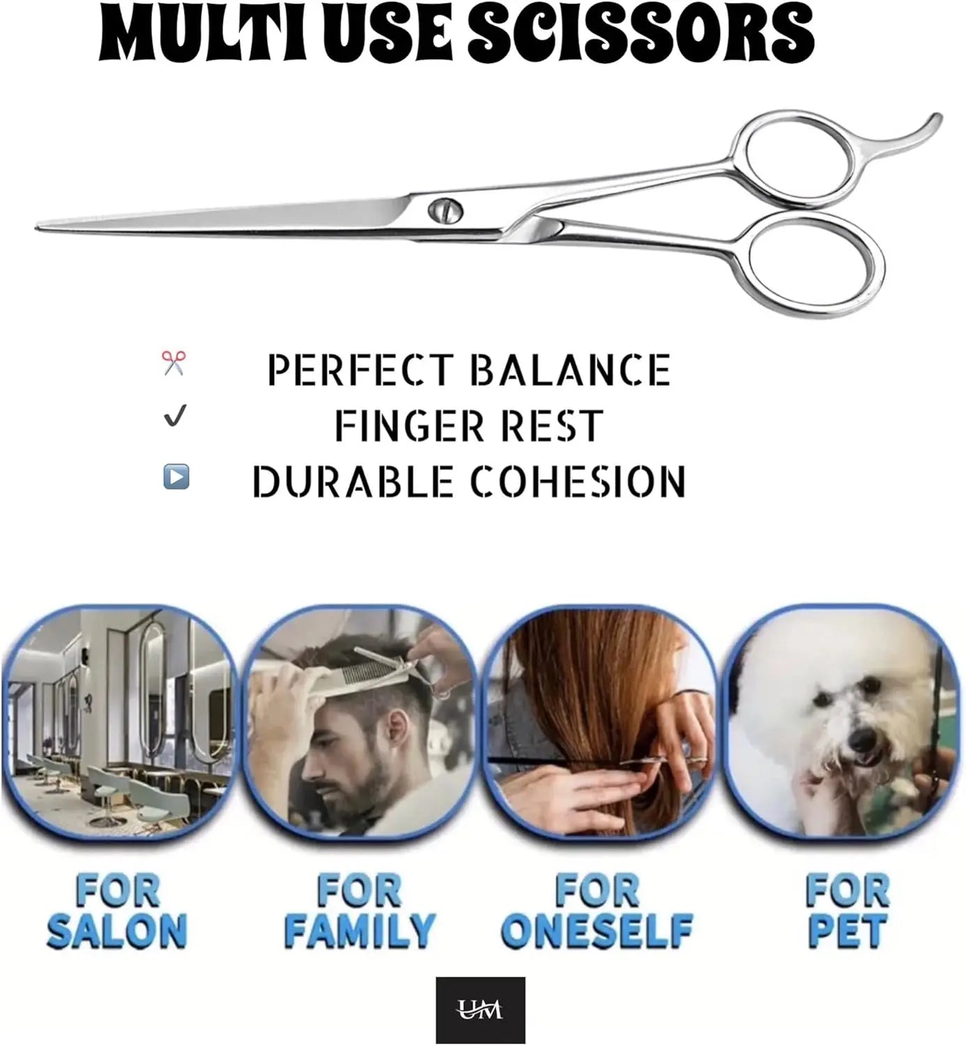 Stainless Steel Barber Scissors — 5.5", 6" & 7"
