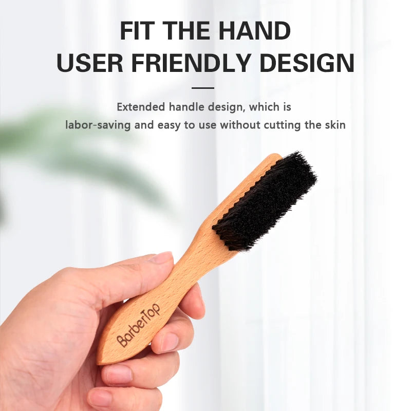 BARBERTOP Men's Boar Bristle Beard Brush — Wood Handle