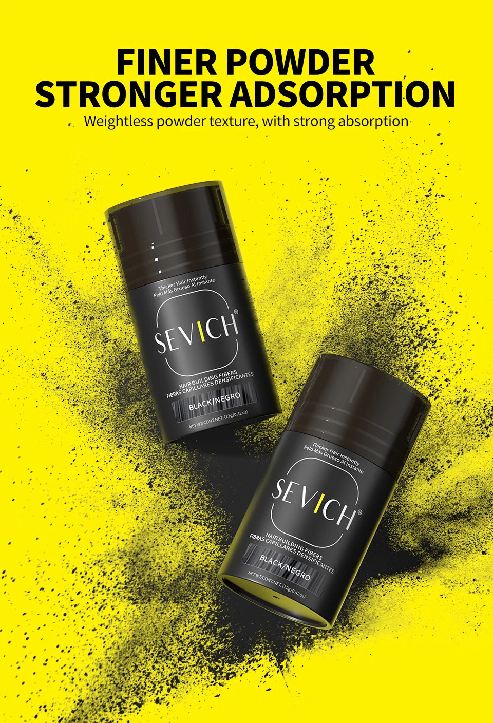 Hair Fiber & Regrowth Powder — Keratin Density Builder, Multiple Shades