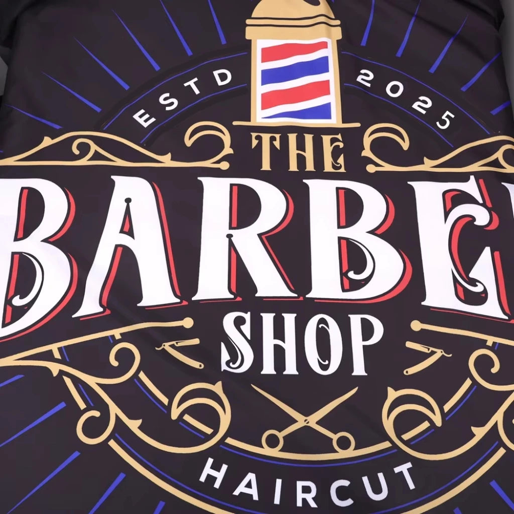 Professional Barber Hair Apron — Anti-Static, Black Patterned