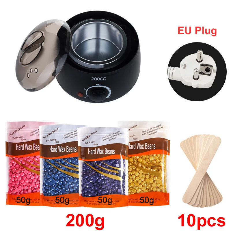 200ml Wax Heater Machine — EU & US Plug, Wax Beans Kit