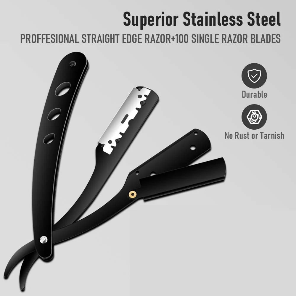 Straight Razor Handle + Blade Bundle — 10, 20 or 40 Blades