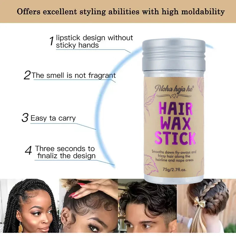 High-Shine Wax Sticks with 3 Combs Set — Anti-Frizz Pomade