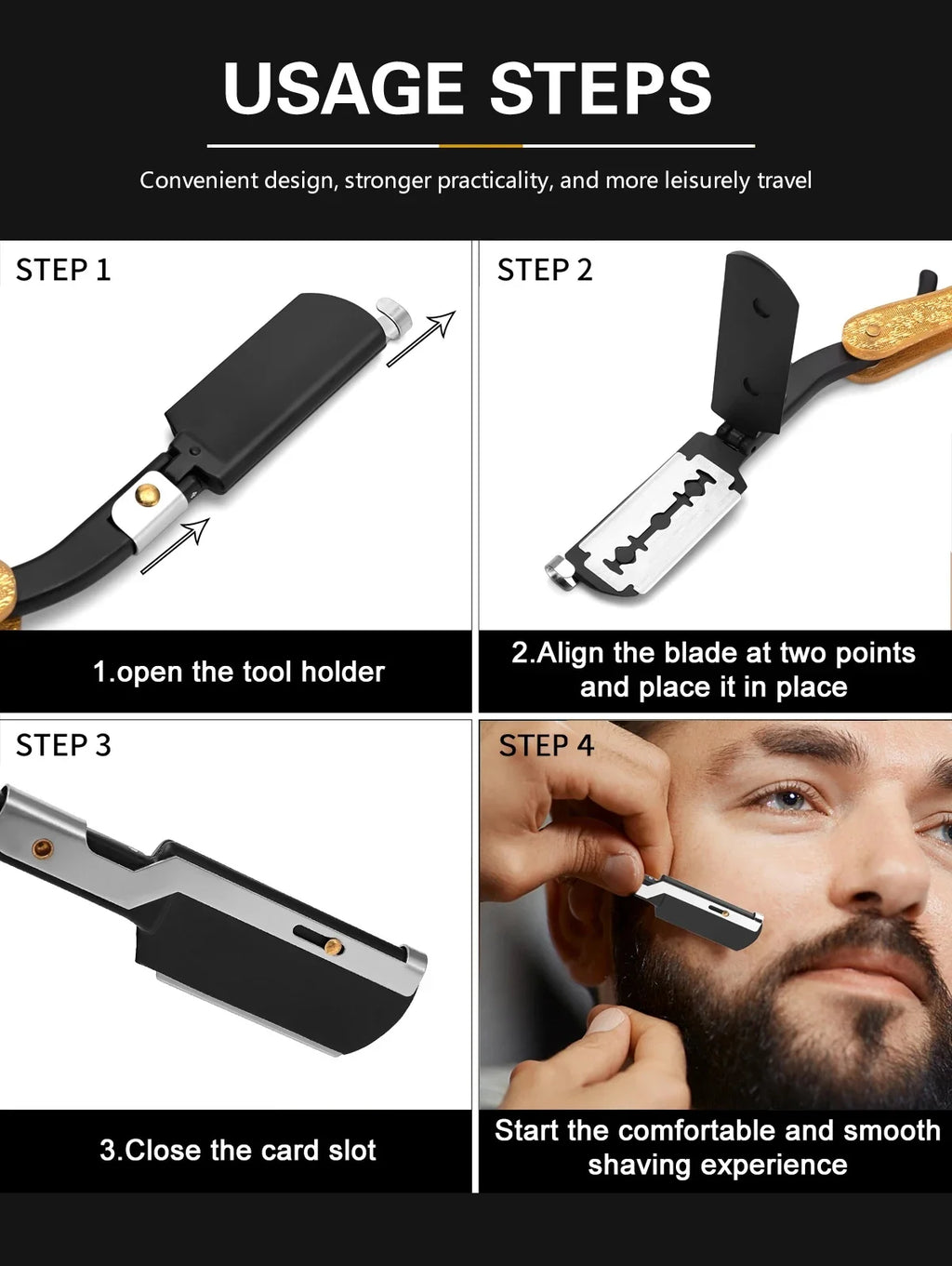 Foldable Straight Razor — Barber Shaving & Contouring